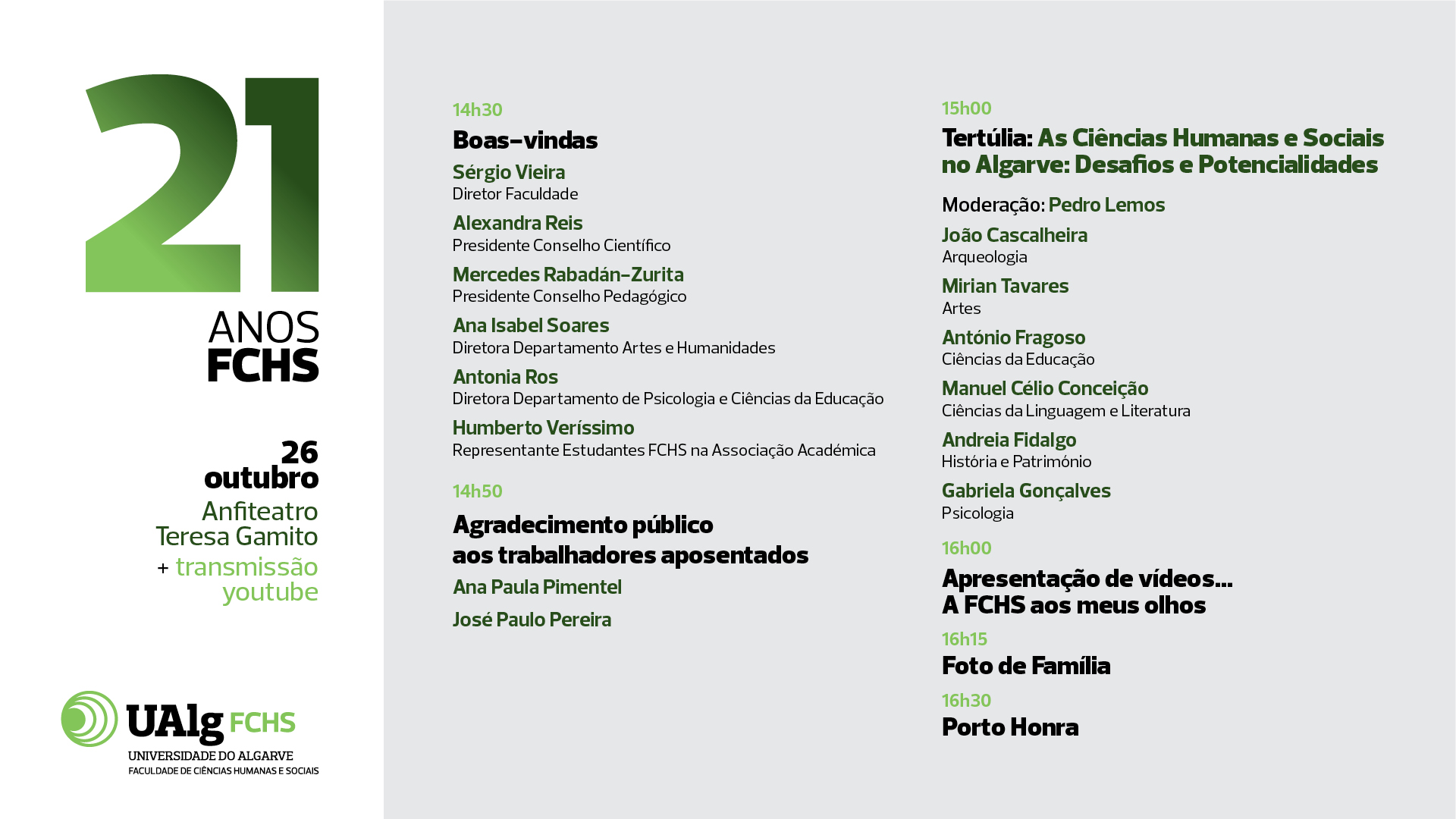 Programa 21 anos FCHS