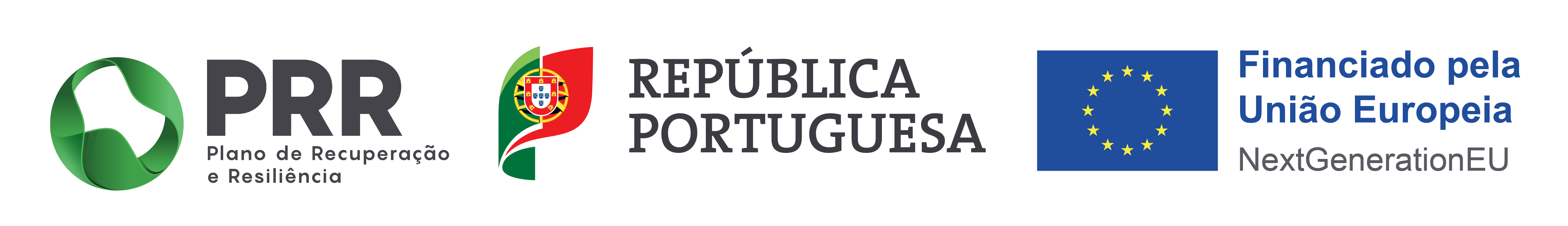 Logotipo PRR; República Portuguesa; União Europeia