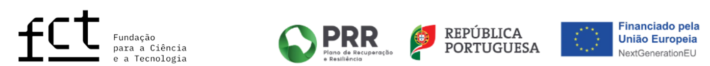 logotipos FCT; PRR; República Portuguesa, União Europeia