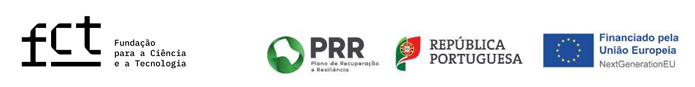 logotipos FCT; PRR; República Portuguesa; União Europeia