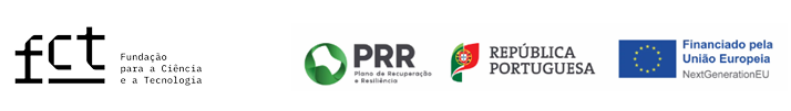 Logotipos FCT; PRR; República Portuguesa, União Europeia