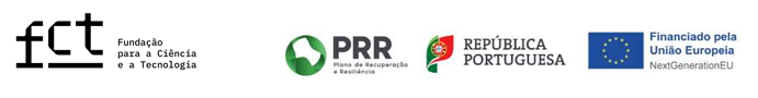 Logotipos FCT; PRR; República Portuguesa; União Europeia